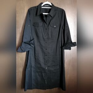 EUC Ellen Tracy Buttoned-Front Linen Blend Dress 🖤